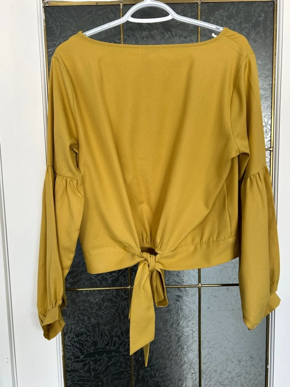 Molly Bracken Mustard Long-Sleeve Tie-Back Blouse - Picture 3 of 4